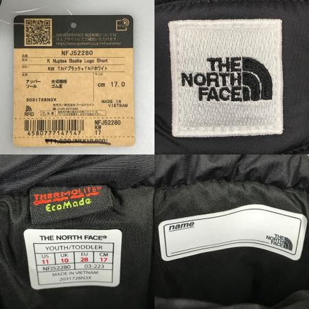  THE NORTH FACE ザノースフェイス キッズ ブーツ 17cm K Nuptse Bootie Logo Short NFJ52280 KW ブラック×ホワイト