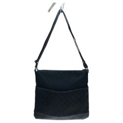 □□ GUCCI グッチ ショルダーバッグ GGキャンバス 145857 ブラック Cランク
