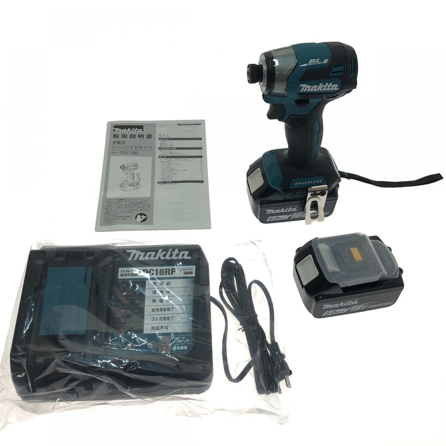 中古】 MAKITA マキタ 充電式インパクトドライバ 18V TD173DRGX ブルー