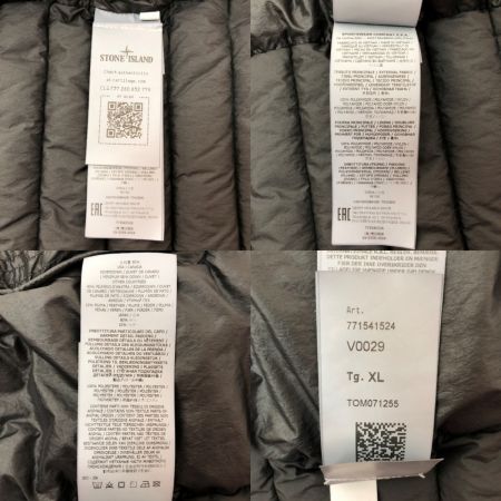  STONE ISLAND ストーンアイランド スタンドカラー キルティング ライト ダウンジャケット XLサイズ 771541524 ブラック