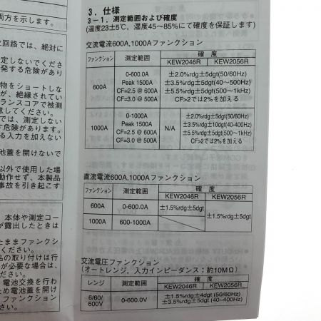  KYORITSU 交流電流・直流電流測定用クランプメータ 2046R