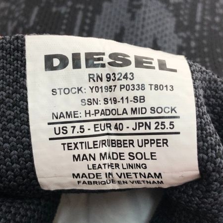  DIESEL ディーゼル スニーカー H-PADOLA MID SOCK 25.5cm Y01957P0338 ブラック