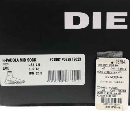  DIESEL ディーゼル スニーカー H-PADOLA MID SOCK 25.5cm Y01957P0338 ブラック