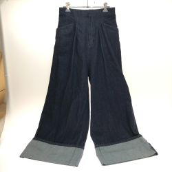 □□ LANVIN en Bleu ロールアップワイドデニムパンツ SIZE 40(L) 3286420 ネイビー Aランク