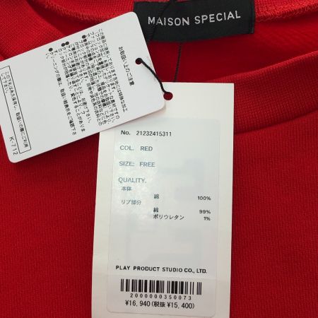  MAISON SPECIAL 2WAYバイブクルーネックスウェット SIZE FREE 21232415311 レッド