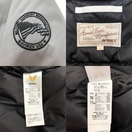  AVIREX アビレックス ミリタリーファンクション ダウンジャケット Ｌサイズ 6102210 ライトグレー