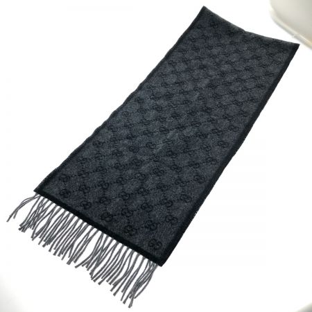  GUCCI グッチ マフラー GGロゴ フリンジ 本体のみ 570603 3G200 ブラック x グリーン x レッド