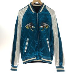 □□ Schott ショット Schott×FTC リバーシブルスカジャン Lサイズ 3162049 ブルー×ホワイト Bランク