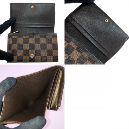  LOUIS VUITTON ルイヴィトン ポルトモネ ビエ トレゾール  二つ折り財布 本体のみ N61730 ダミエ エベヌ