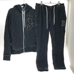 □□ 1piu1uguale3 relax ロゴワッフル セットアップ Lサイズ ブラック Cランク