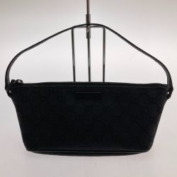 □□ GUCCI グッチ アクセサリーポーチ ミニハンドバッグ GGキャンバス 07198 ブラック Cランク