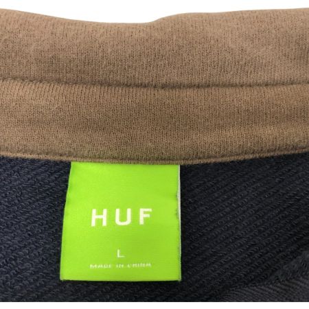  HUF スウェット 半袖ハーフジップスウェット SIZE L ネイビー