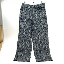 □□ PERUSHU パイソン柄 ワイドタックパンツ Mサイズ PE331015BW グレー Aランク