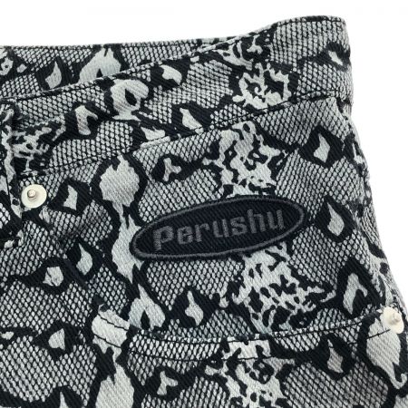  PERUSHU パイソン柄 ワイドタックパンツ Mサイズ PE331015BW グレー
