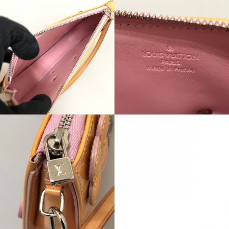  LOUIS VUITTON ルイヴィトン ヴェルニ フラワーレキシントン アクセサリーポーチ ハンドバッグ M92246 イエロー マスタード
