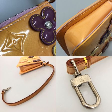  LOUIS VUITTON ルイヴィトン ヴェルニ フラワーレキシントン アクセサリーポーチ ハンドバッグ M92246 イエロー マスタード