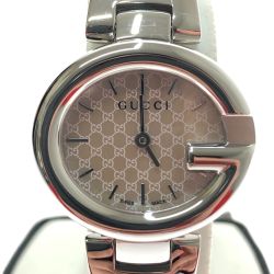 □□ GUCCI グッチ シマ 腕時計 ピンクシェル クオーツ YA134510 Aランク