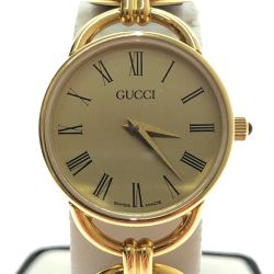 □□ GUCCI グッチ 腕時計 GP/レザー クオーツ 6000.2.L Bランク