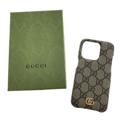 □□ GUCCI グッチ オフィディア IPHONE 15PRO スマホケース 763801 ベージュ＆エボニー GGスプリーム キャンバス Aランク