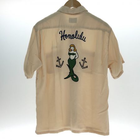  STYLE EYES スタイルアイズ チェーン刺繍 レーヨン ボーリングシャツ Mサイズ SE35721 ベージュ