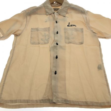  STYLE EYES スタイルアイズ チェーン刺繍 レーヨン ボーリングシャツ Mサイズ SE35721 ベージュ