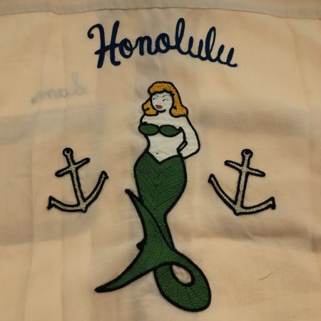  STYLE EYES スタイルアイズ チェーン刺繍 レーヨン ボーリングシャツ Mサイズ SE35721 ベージュ