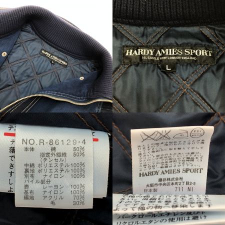  HARDY AMIES SPORT スタジャン ジャケット Lサイズ R-86129-4 ネイビー