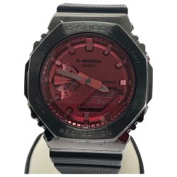 □□ CASIO カシオ 腕時計 G-SHOCK メタルカバード クオーツ GM-2100B ダークグレー/レッド Bランク