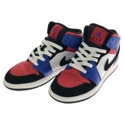 □□ NIKE ナイキ スニーカー エア ジョーダン 1 ミッド BG 23cm 554725-124 WHITE/BLACK/HYPER ROYAL Bランク