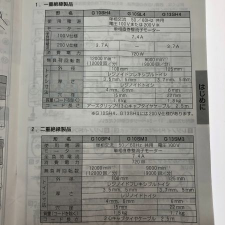  HITACHI 日立 125mm 電気ディスクグラインダ 100V G13SH4