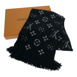 □□ LOUIS VUITTON ルイヴィトン マフラー エシャルプ・ロゴマニア シャイン M75833 ブラック Bランク