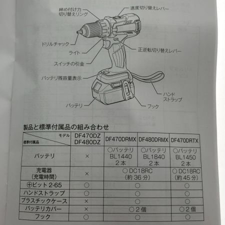  MAKITA マキタ 充電式ドライバドリル 14.4V DF470DRGXB 黒