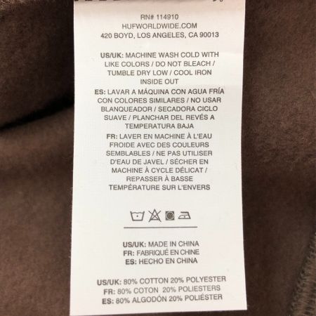  HUF パーカー スウェット 裏起毛 XLサイズ PF00573 ブラウン