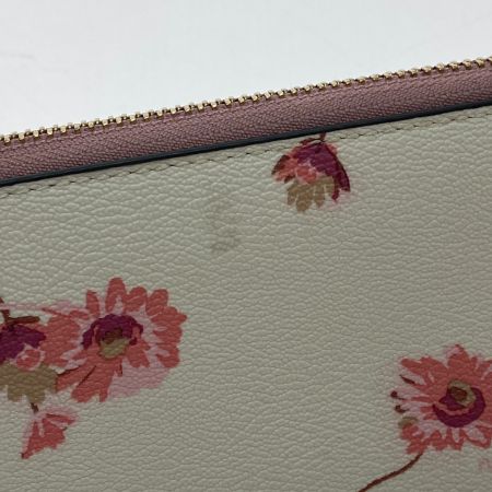  COACH コーチ 長財布　ロング ジップ アラウンド ウォレット ウィズ フローラル プリント C4455 ホワイト系
