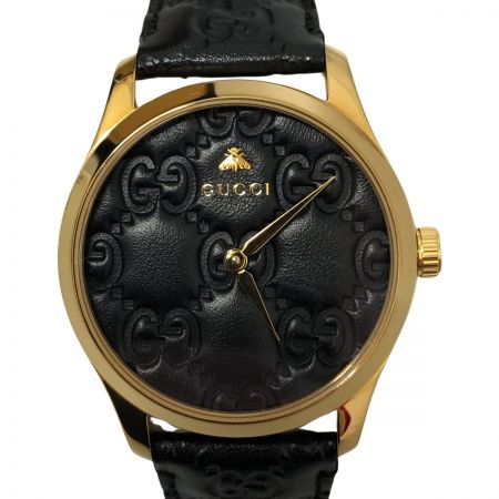  GUCCI グッチ 腕時計 G-タイムレス ウォッチ クオーツ 126.4 ブラック x ゴールド