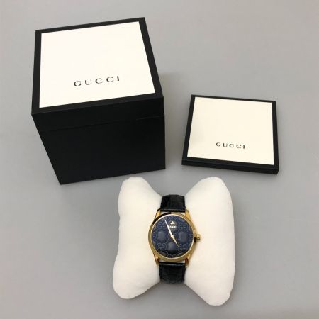  GUCCI グッチ 腕時計 G-タイムレス ウォッチ クオーツ 126.4 ブラック x ゴールド