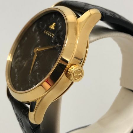  GUCCI グッチ 腕時計 G-タイムレス ウォッチ クオーツ 126.4 ブラック x ゴールド