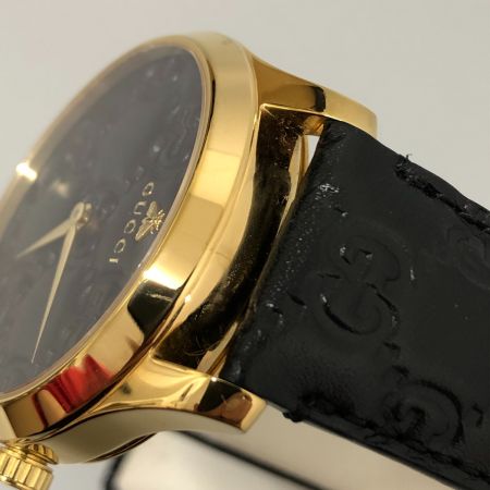  GUCCI グッチ 腕時計 G-タイムレス ウォッチ クオーツ 126.4 ブラック x ゴールド