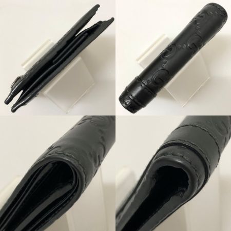  GUCCI グッチ 二つ折り財布 グッチシマ GG柄 ロゴプレート 本体のみ 365481 ブラック