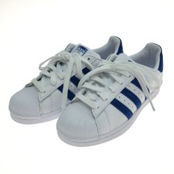 □□ adidas アディダス スーパースター スニーカー 23cm 本体のみ EE8595 ホワイト x ブルー Bランク