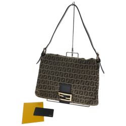 □□ FENDI フェンディ ズッキーノ マンマバケット ワンショルダーバッグ 8BR001 ベージュ×ダークブラウン Bランク