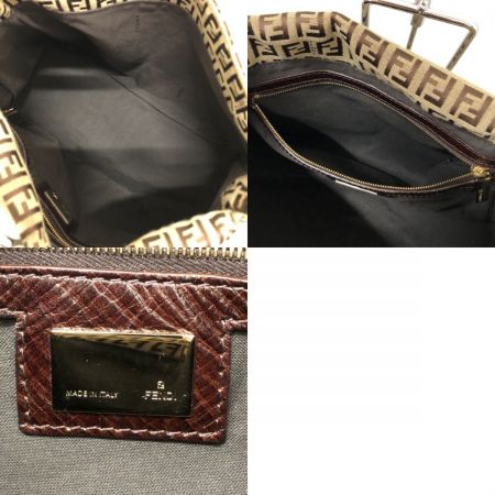  FENDI フェンディ ズッキーノ マンマバケット ワンショルダーバッグ 8BR001 ベージュ×ダークブラウン