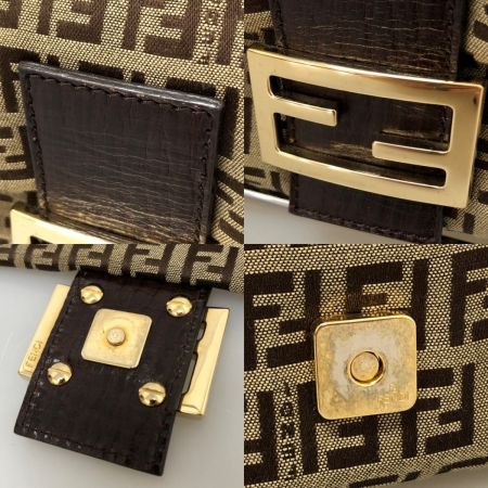  FENDI フェンディ ズッキーノ マンマバケット ワンショルダーバッグ 8BR001 ベージュ×ダークブラウン