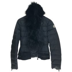 □□ MONCLER モンクレール AMEREFUR GIUBBOTTO ファー付き フリル ダウンジャケット SIZE 00 320934632425 ブラック Cランク