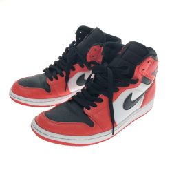 □□ NIKE ナイキ スニーカー エアジョーダン1 レトロ ハイ 27cm 本体のみ 332550-800 オレンジ x ブラック Bランク