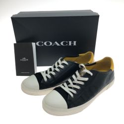□□ COACH コーチ ロートップ スニーカー 25.5cm FG4671 ブラック×イエロー Bランク
