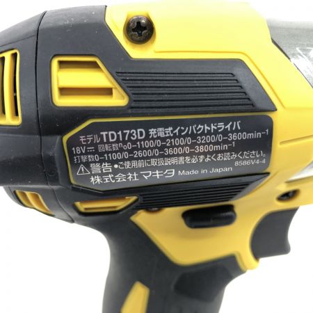 ДД MAKITA マキタ インパクトドライバ 未使用品(S) 充電池1個付 コードレス式 18v  TD173D イエロー