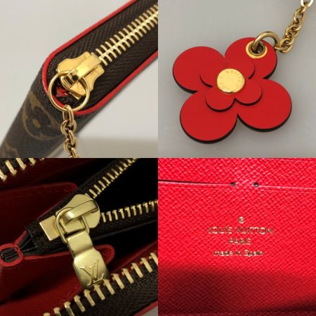  LOUIS VUITTON ルイヴィトン 長財布 モノグラム ポルトフォイユ クレマンス フラワーチャーム M62940 ブラウン/レッド