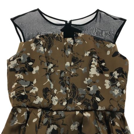  Rire Fete リルフェテ ノースリーブワンピース SIZE 9号 8470-0571 ブラウン/花柄