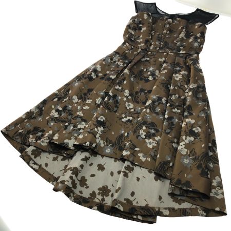  Rire Fete リルフェテ ノースリーブワンピース SIZE 9号 8470-0571 ブラウン/花柄
